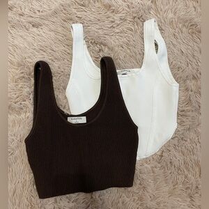 Two Aritzia Sculpt Knit Tanks sizes S: Babaton Bustier Tank and Babaton Crop Top